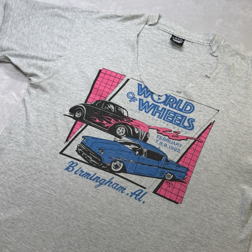 Vintage 1992 World of Wheels Tee XL USA Cut Neck Birmingham AL Shirt